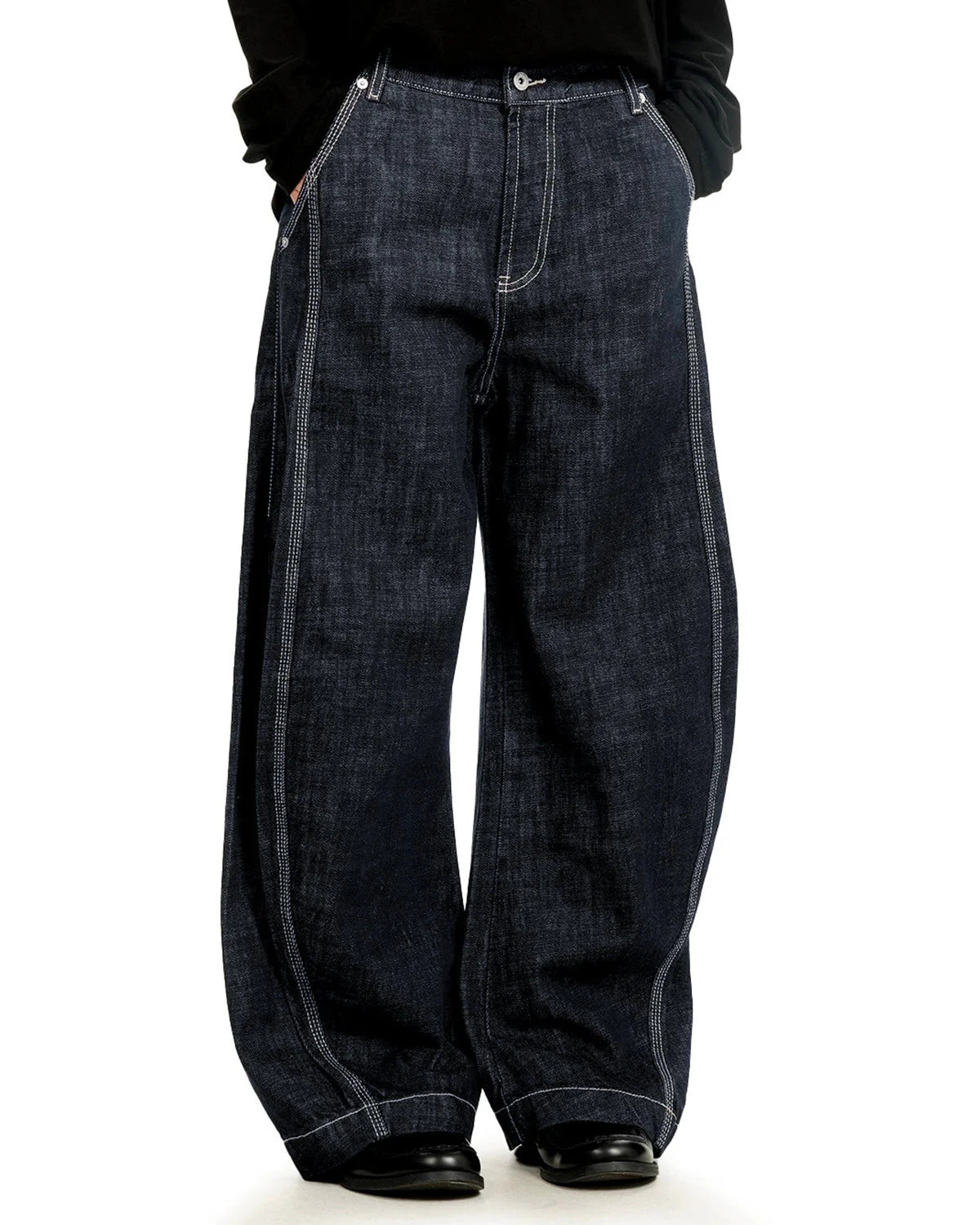 Raw Blue Wide Leg Denim Jeans | LCDEGO Streetwear