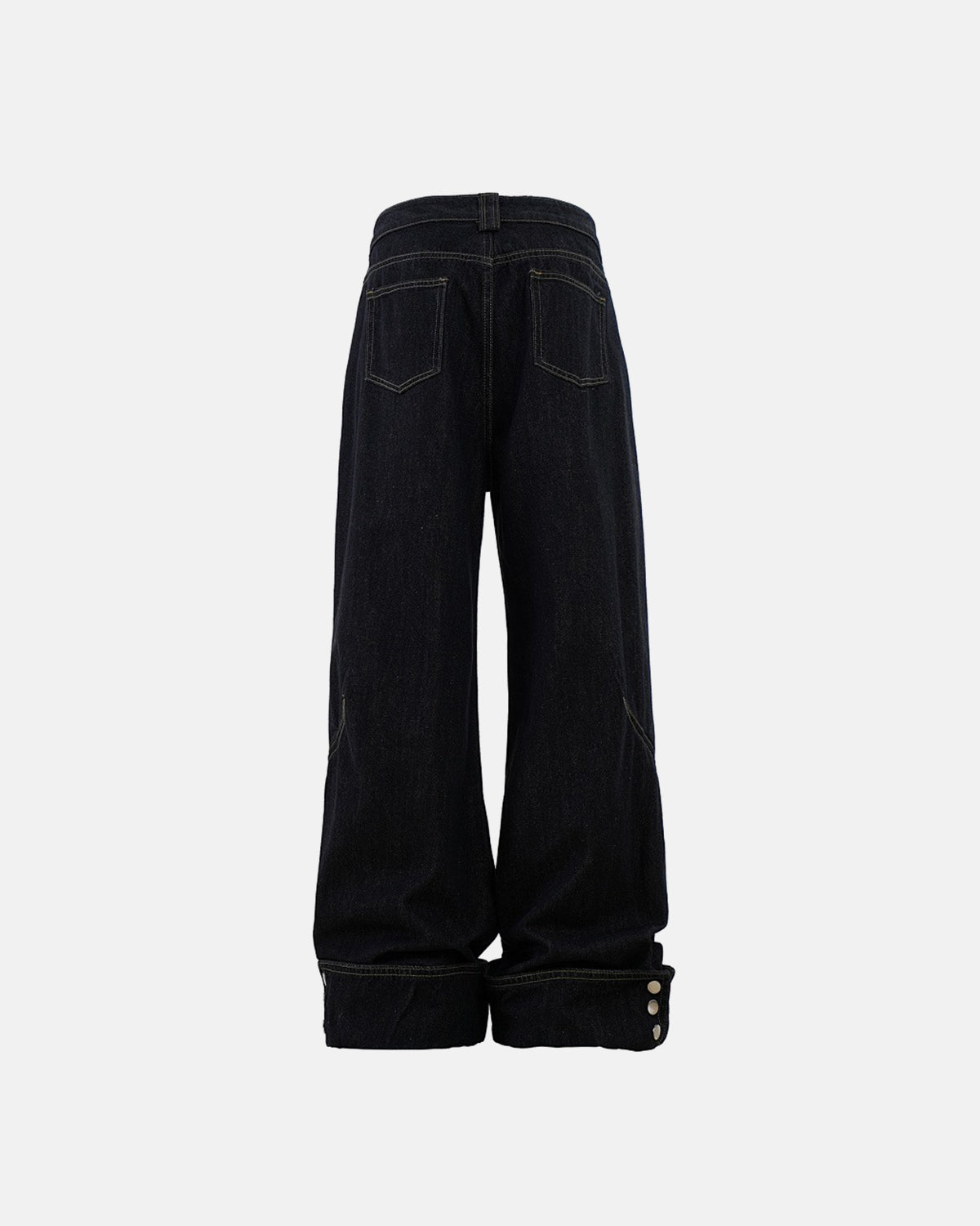 Dark Washed Cuff Detail Wide Leg Jeans | LCDEGO Streetwear