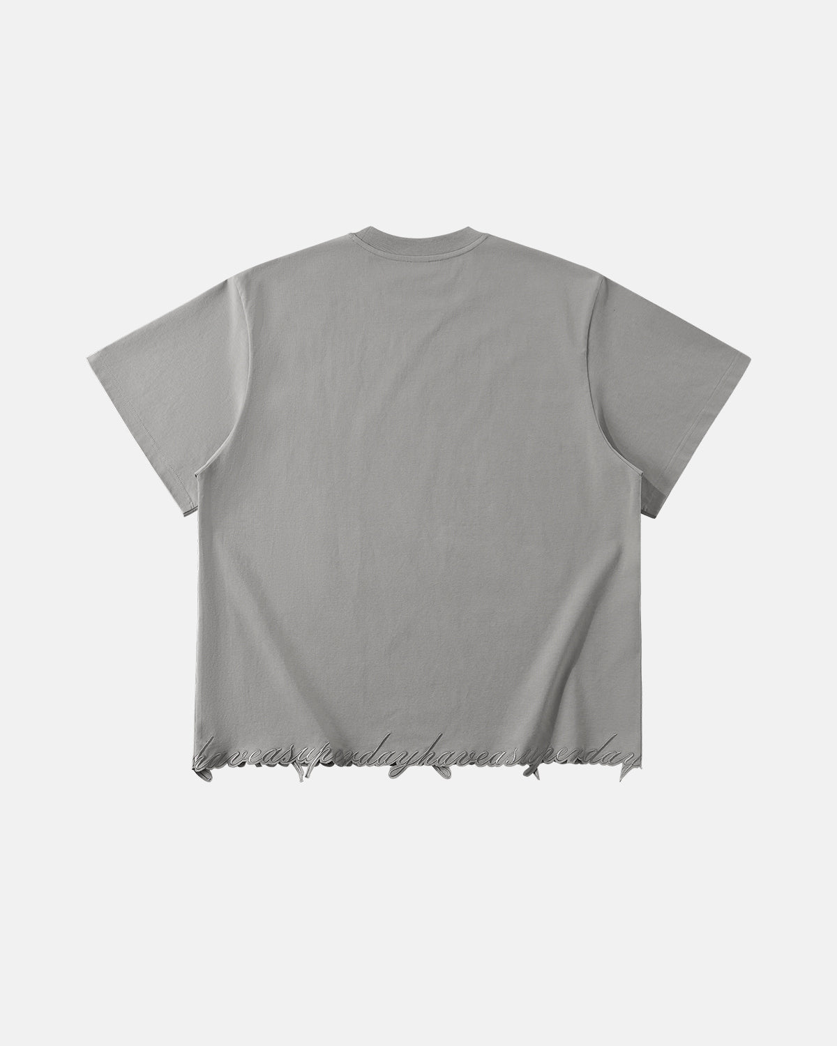 Embroidered Frayed Hem Oversized T-Shirt | LCDEGO Streetwear