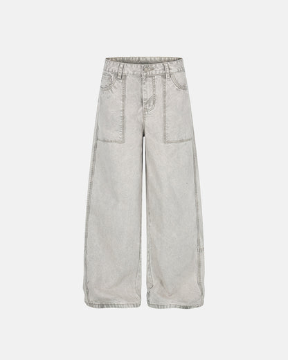 Vintage Washed Baggy Utility Jeans | LCDEGO Streetwear