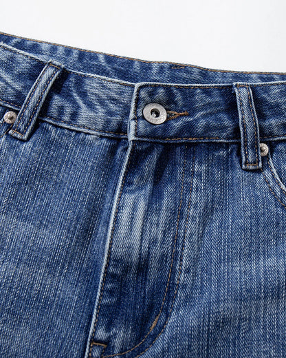 Cinch Back Distressed Denim Jorts | LCDEGO Streetwear