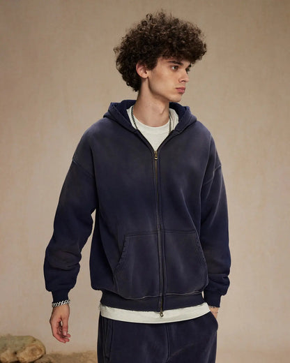 Acid Washed Zip Up Hoodies | LCDEGO Streetwear