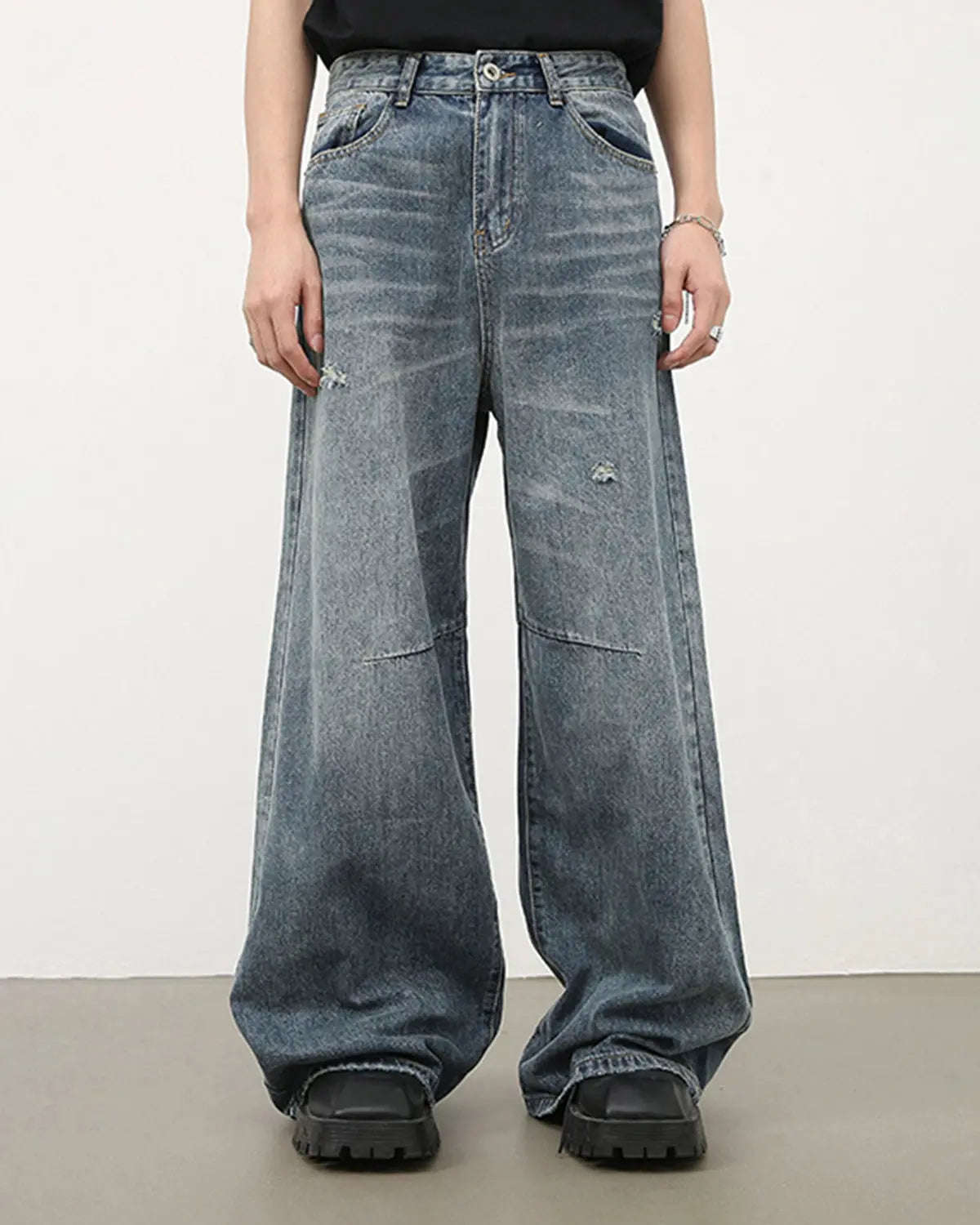 LCDEGO Ripped Washed Denim Jeans