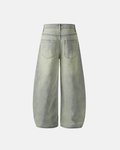 Acid Wash Rhinestone Baggy Jeans | LCDEGO Streetwear