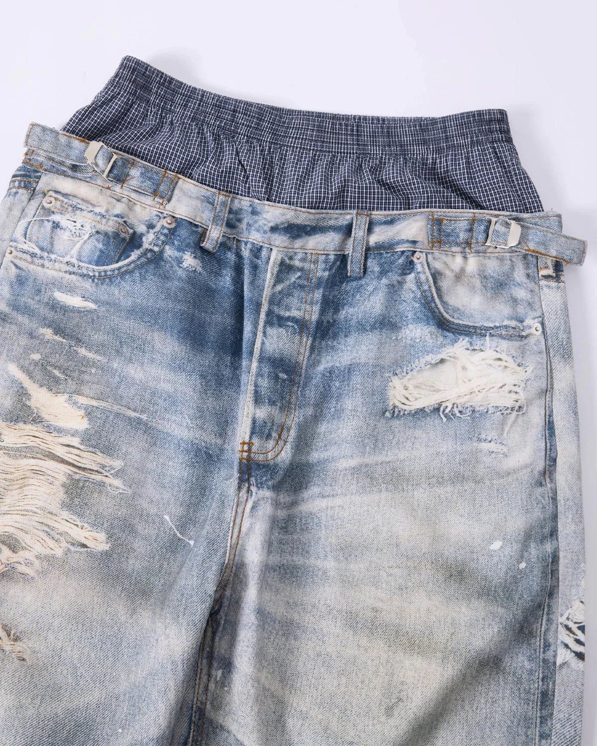 Layered Digital Print Baggy Jeans | LCDEGO Streetwear