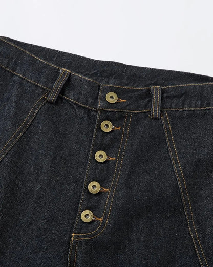 Stitching Button Up Baggy Jeans | LCDEGO Streetwear