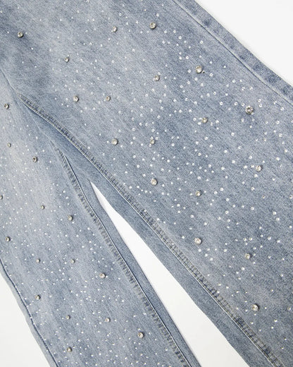 Studded Rhinestone Baggy Jeans | LCDEGO Streetwear