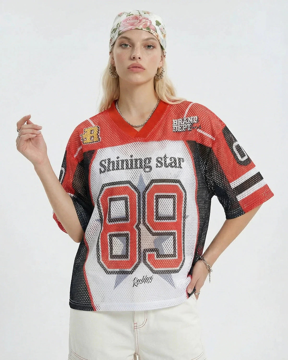 V-Neck Colorblock Mesh Jersey | LCDEGO Streetwear