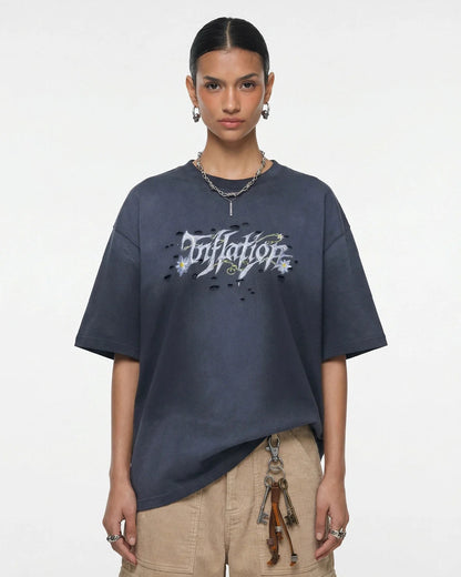 Monkey Washed Ripped Graphic Tees | LCDEGO Streetwear