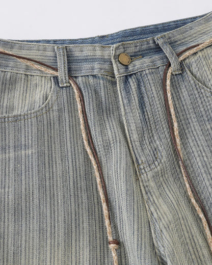 Acid Washed Stripe Baggy Jeans | LCDEGO Streetwear