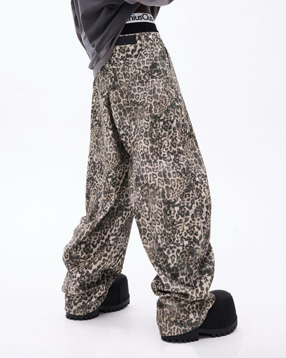 Leopard Print Barrel Denim | LCDEGO Streetwear