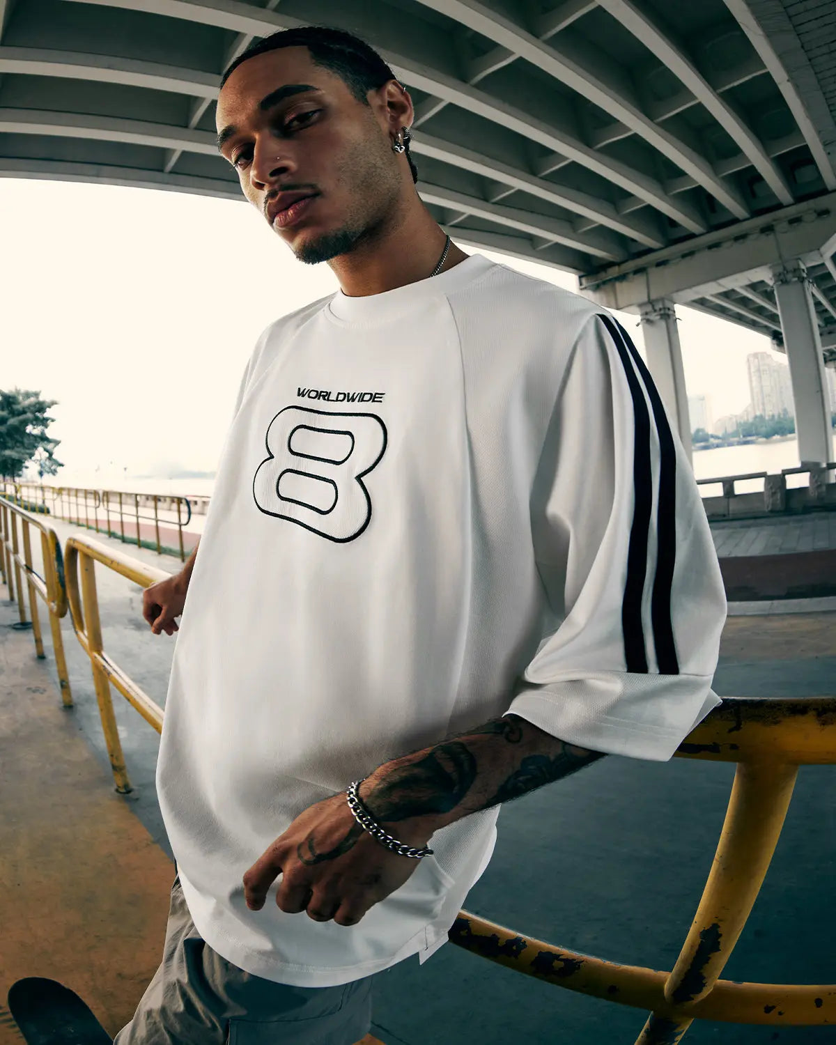 Sporty Patchwork Embroidery Tshirt | LCDEGO Streetwear