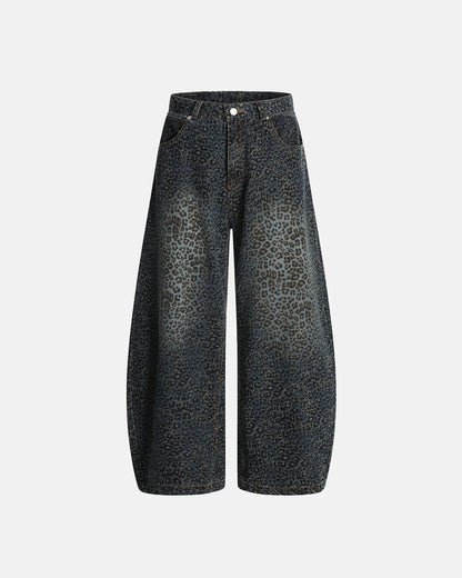 Vintage Leopard Print Barrel Jeans | LCDEGO Streetwear