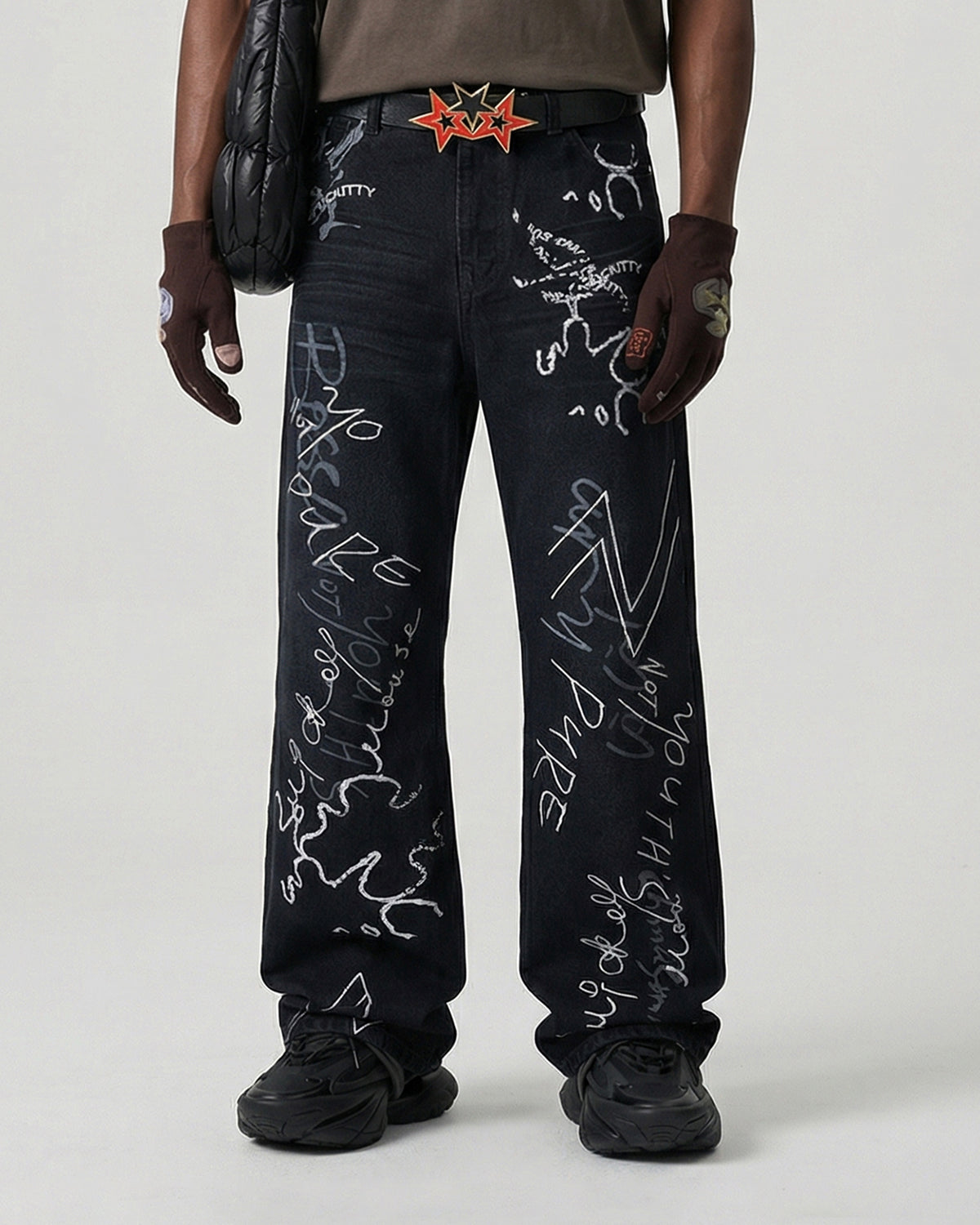 Graffiti Print Bootcut Jeans | LCDEGO Streetwear
