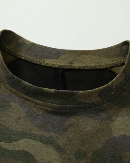 Lace Patchwork Camo Raglan Tees | LCDEGO Streetwear
