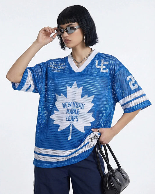 V-neck Mesh Jersey Tees | LCDEGO Streetwear