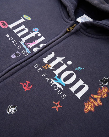 Graphic Acid Washed Zip Up Hoodies | LCDEGO Streetwear
