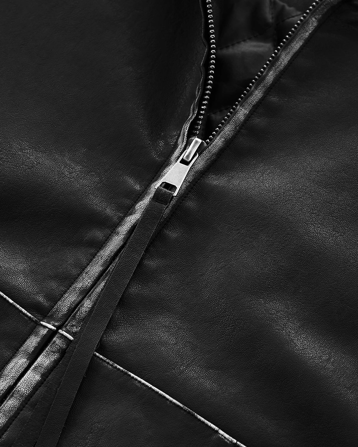 Faux Leather Hooded Bomber Jacket| LCDEGO Streetwear