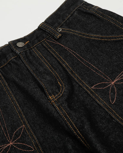 Raw Embroidery Baggy Jeans | LCDEGO Streetwear