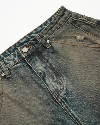 Dirty Ripped Barrel Jeans | LCDEGO Streetwear
