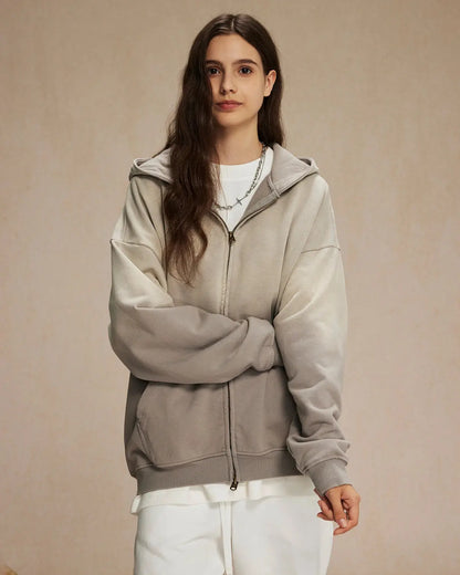 LCDEGO Monkey Wash French Terry Zip Up Hoodies