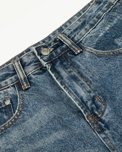 Acid Wash Beaded Studded Flared Baggy Jeans | LCDEGO Streetwear