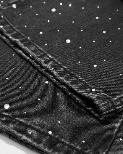 Shiny Rhinestone Wavy Baggy Jeans I LCDEGO Streetwear