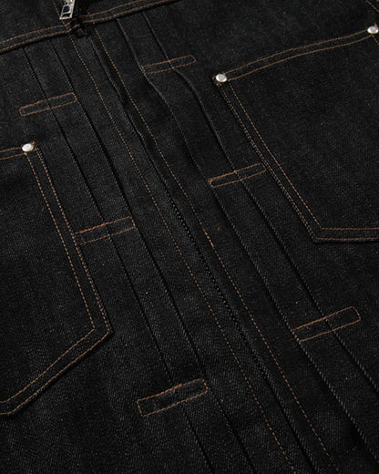 Black Raw Denim Jacket  | LCDEGO Streetwear