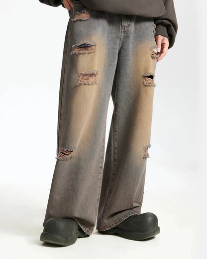 90s Grunge Revival Denim Jeans | LCDEGO Streetwear