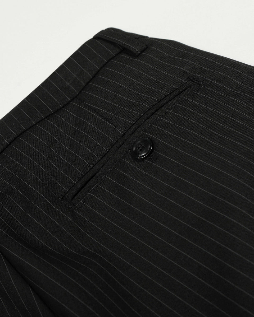 Black Striped Barrel Suit Pant | LCDEGO Streetwear