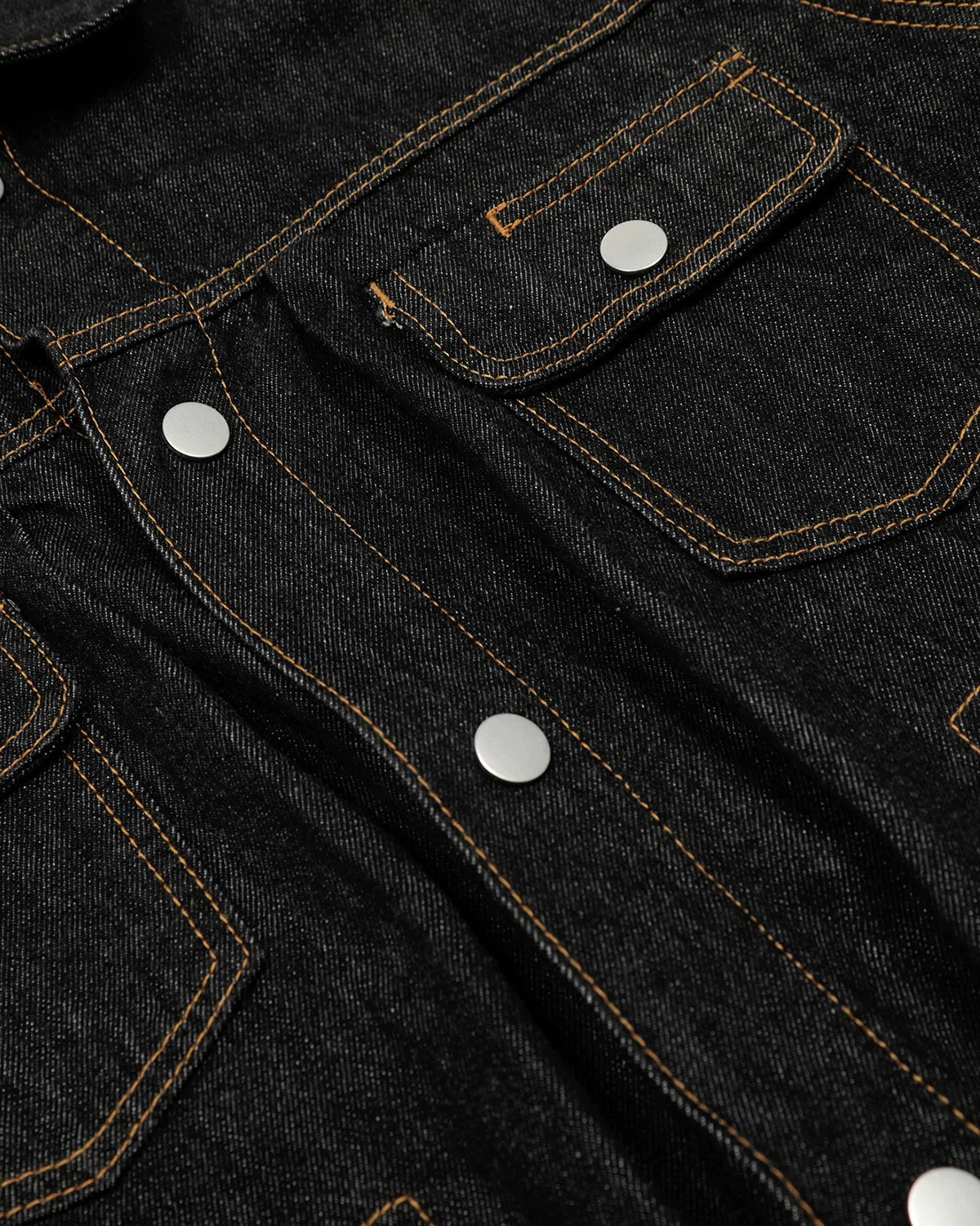 Black Multi Pockets Denim Jacket | LCDEGO Streetwear