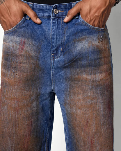 Acid Washed Ripped Baggy Jeans | LCDEGO Streetwear
