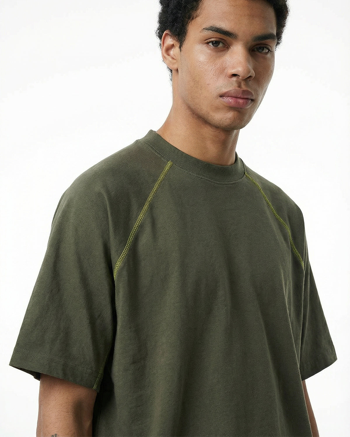 Contrast Color Stiching Stretch T-shirt | LCDEGO Streetwear