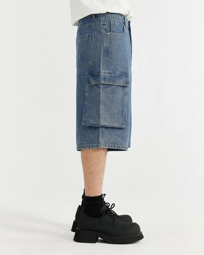 Blue Washed Cago Jorts | LCDEGO Streetwear