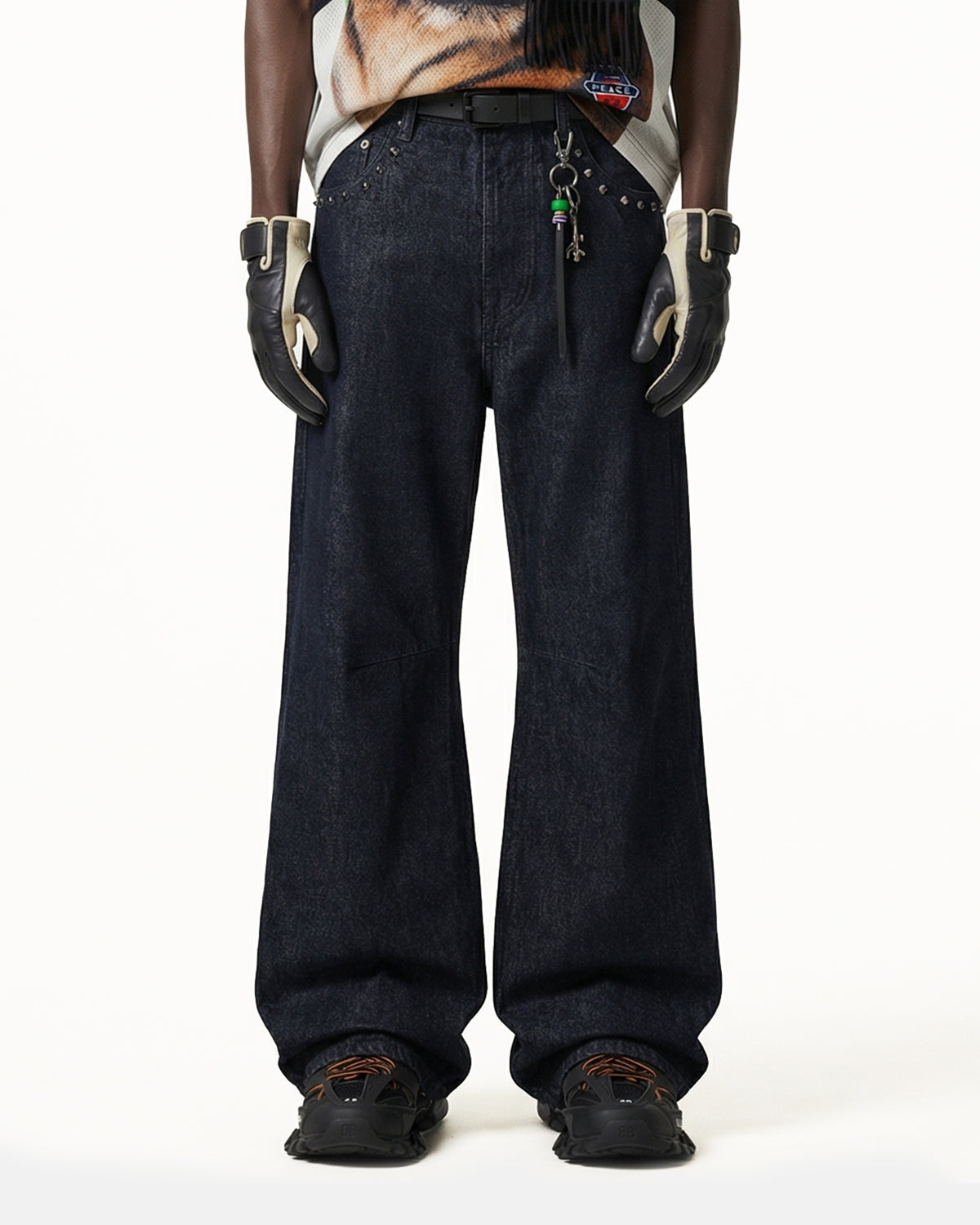 Studded Baggy Bootcut Jeans | LCDEGO Streetwear