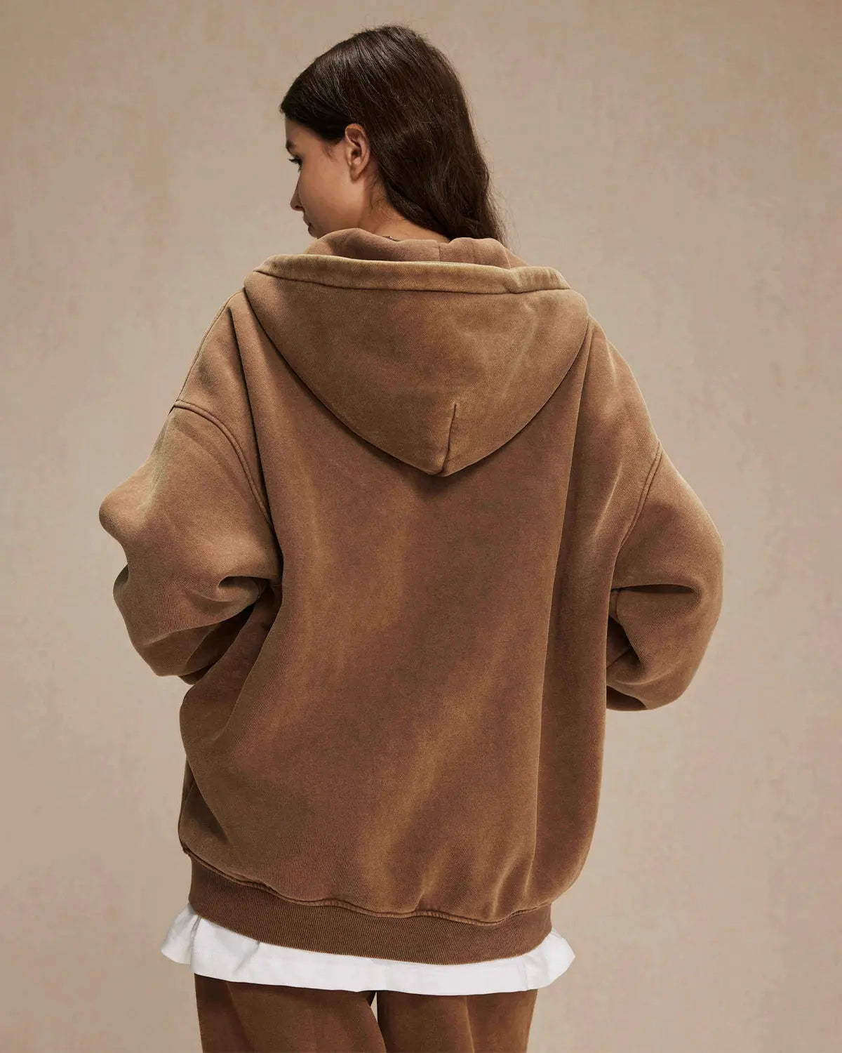 Acid Washed Distressed Fleece Zip Up Hoodies | LCDEGO Streetwear