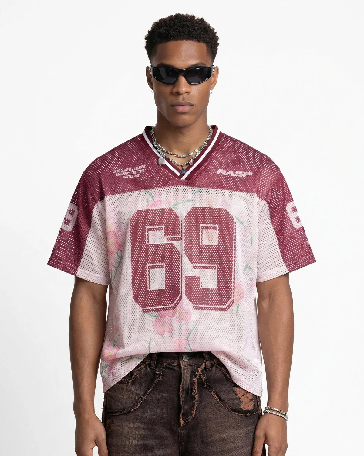 Floral Digital Print Mesh Jersey | LCDEGO Streetwear
