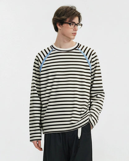 Patchwork Striped Long Sleeve Tees | LCDEGO Streetwear