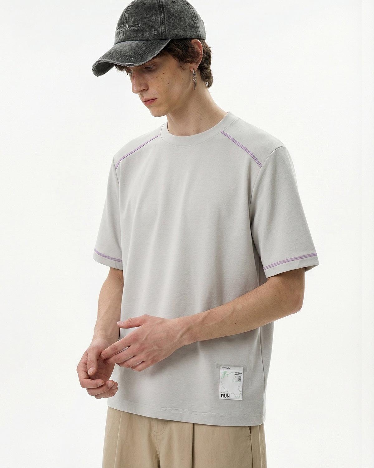 Contrast Stitching Activewear T Shirt | LCDEGO Streetwear