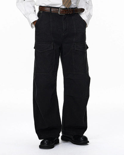 Multi Pockets Garment Washed Cargo Pants | LCDEGO Streetwear