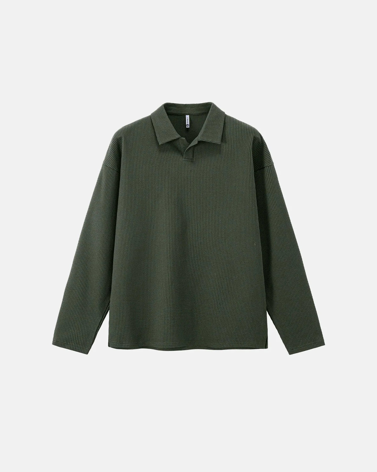 Waffle Long Sleeve Polo Shirts | LCDEGO Streetwear