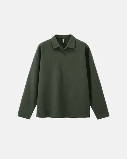 Waffle Long Sleeve Polo Shirts | LCDEGO Streetwear
