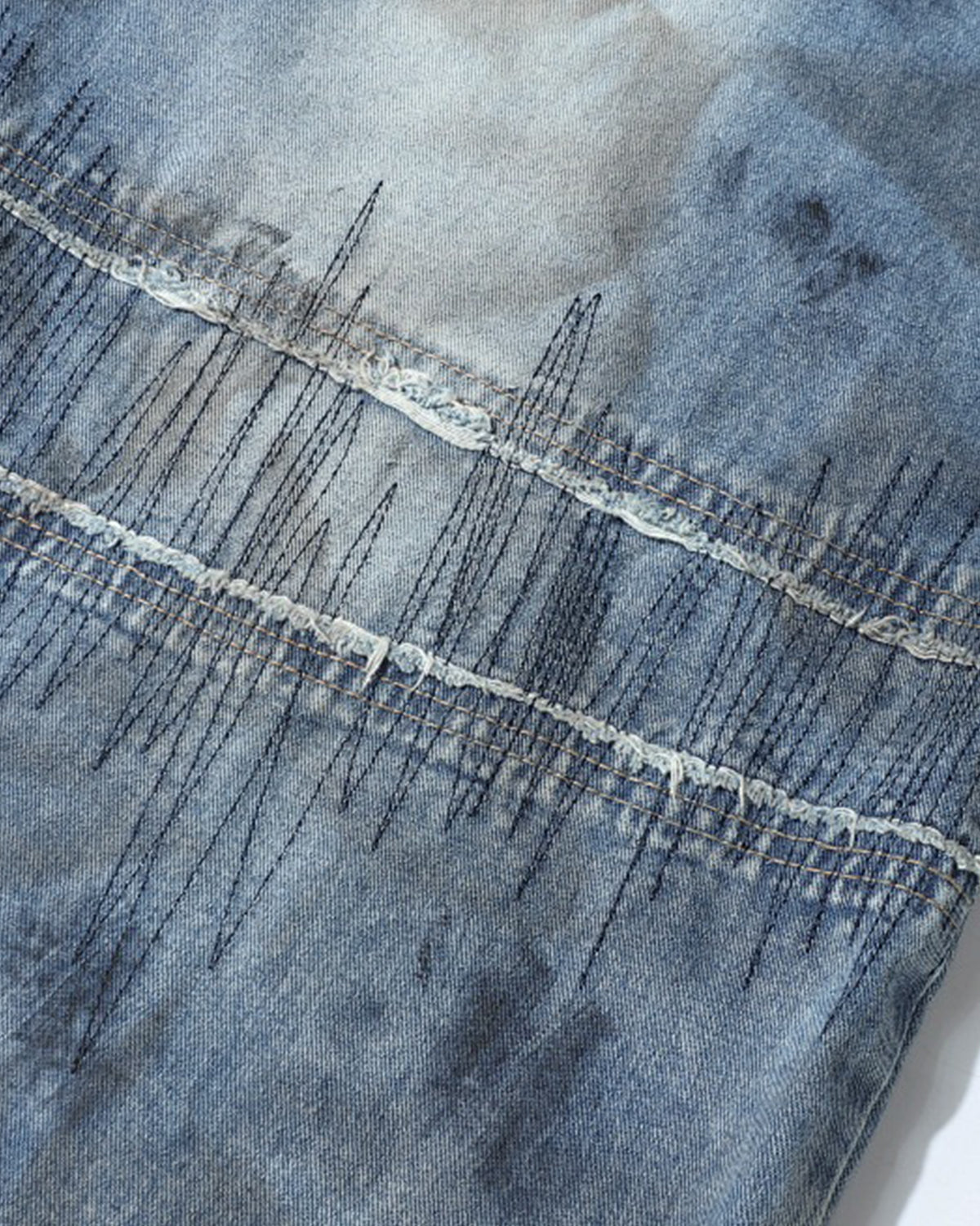 Distressed Patchwork Barrel Jeans | LCDEGO Streetwear