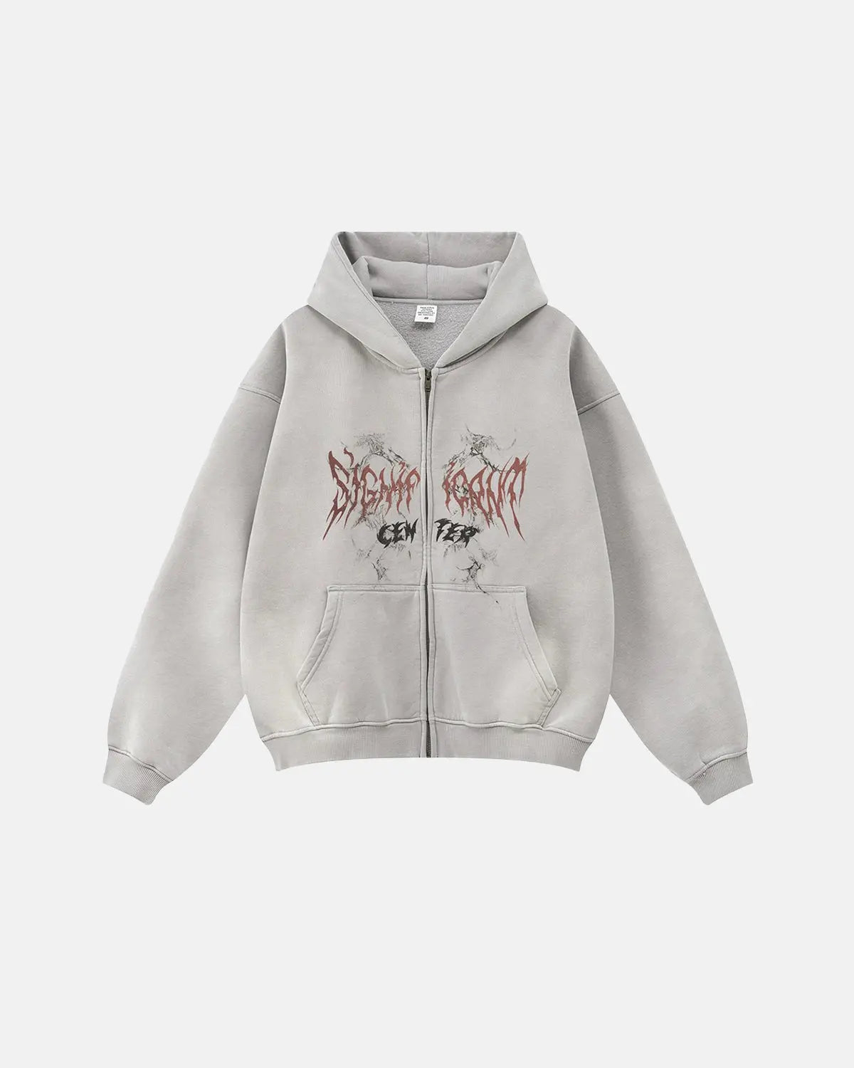 LCDEGO Washed Graphic Zip Up Hoodies