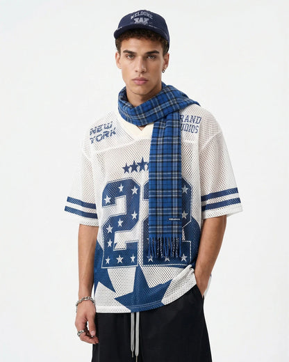 Star Graphic Oversized Mesh Jersey | LCDEGO Streetwear