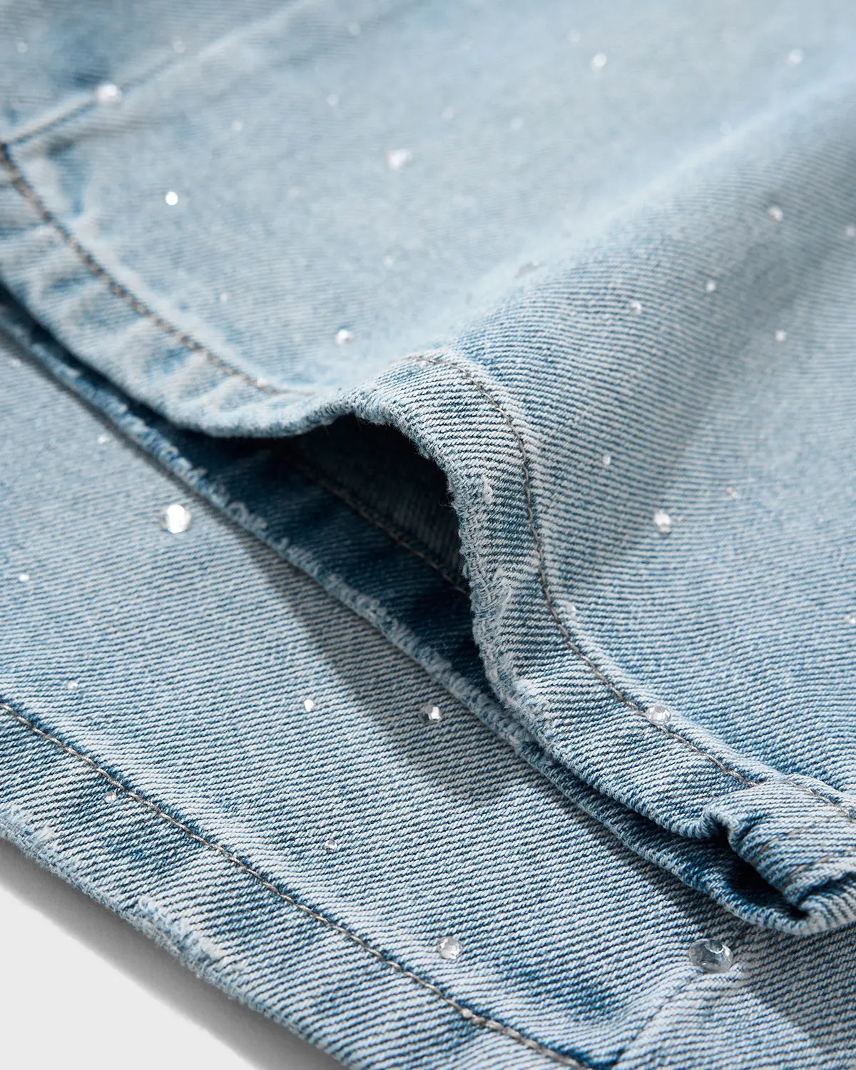 Shiny Rhinestone Wavy Baggy Jeans I LCDEGO Streetwear