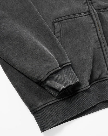 Distressed Washed Rhinestone Zip Up Hoodies | LCDEGO Streetwear