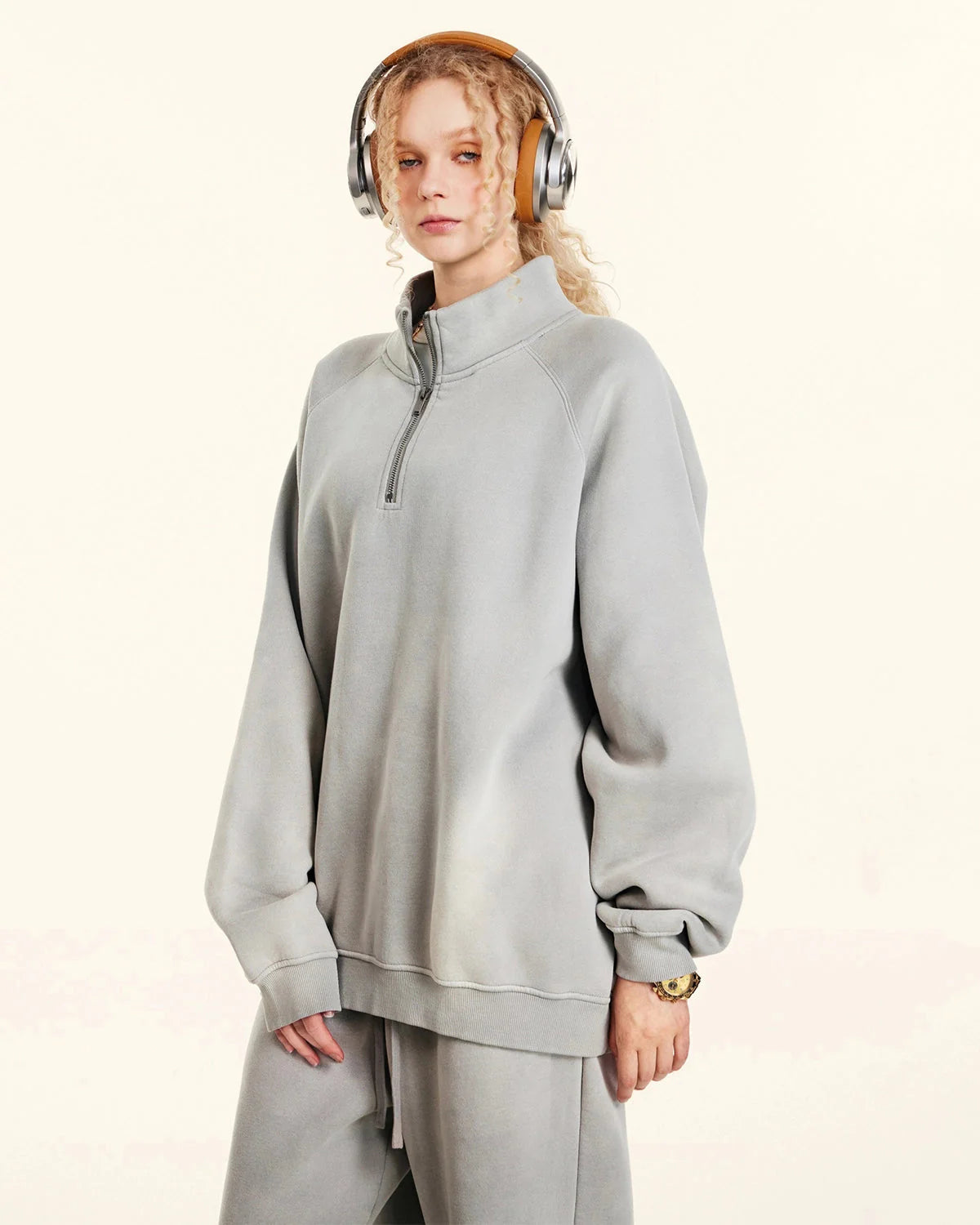 Quarter Zip Up Monkey Washed Sweatshirt | LCDEGO Streetwear
