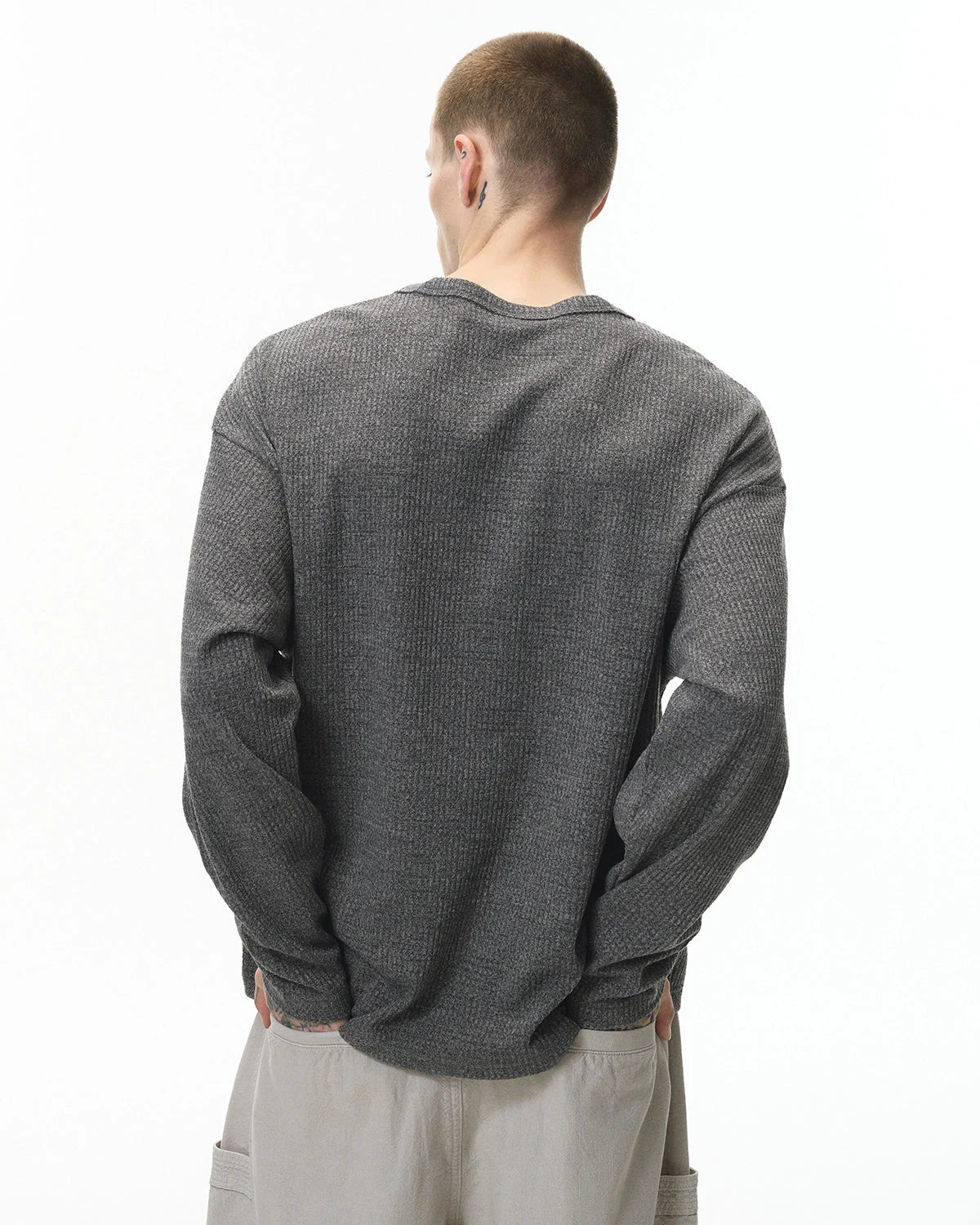 V-neck Long Sleeve Waffle Tees | LCDEGO Streetwear