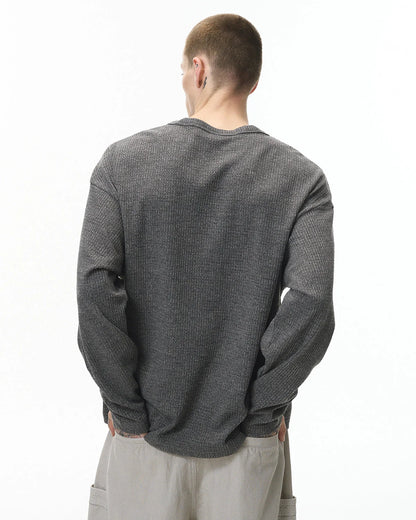 V-neck Long Sleeve Waffle Tees | LCDEGO Streetwear